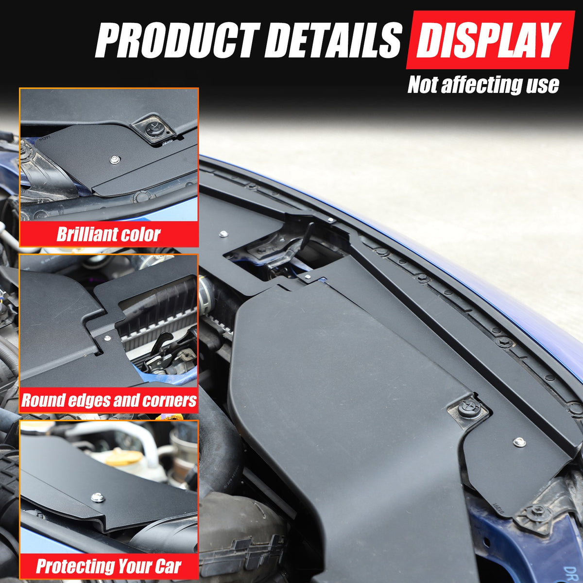 Alloy Black Engine Hood Latch Dust Cover Plate For Subaru WRX VB/Levorg 2022+ 9
