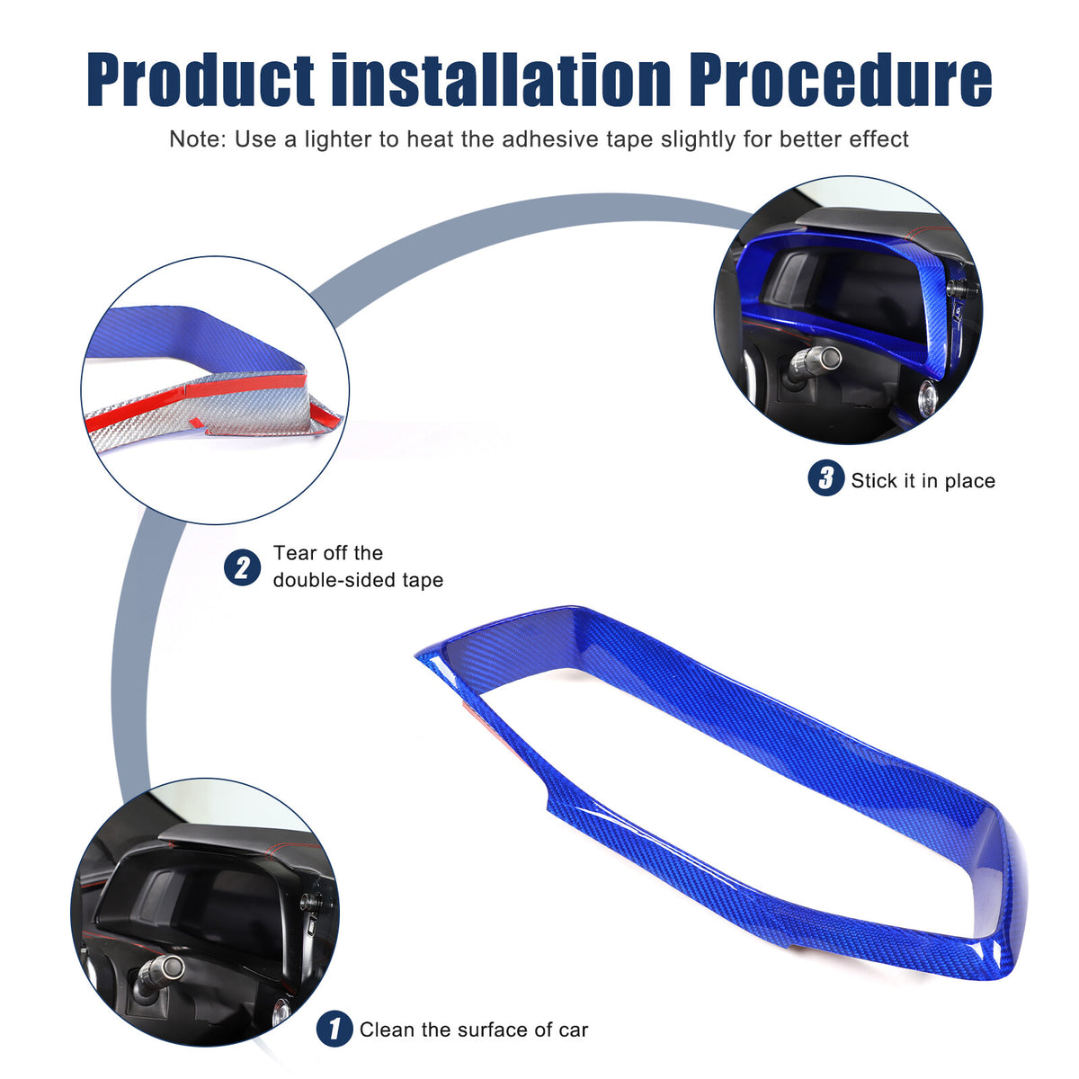 Blue Real Carbon Fiber Speedometer Instrument Trim For C8 Corvette 20-25 6