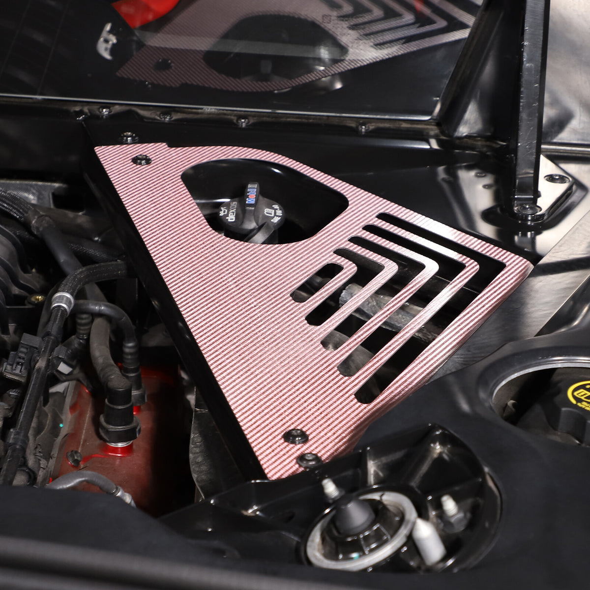 Pink Real Carbon fiber Engine Bay Side Panel Cover Overlay For Corvette C8 Coupe 8
