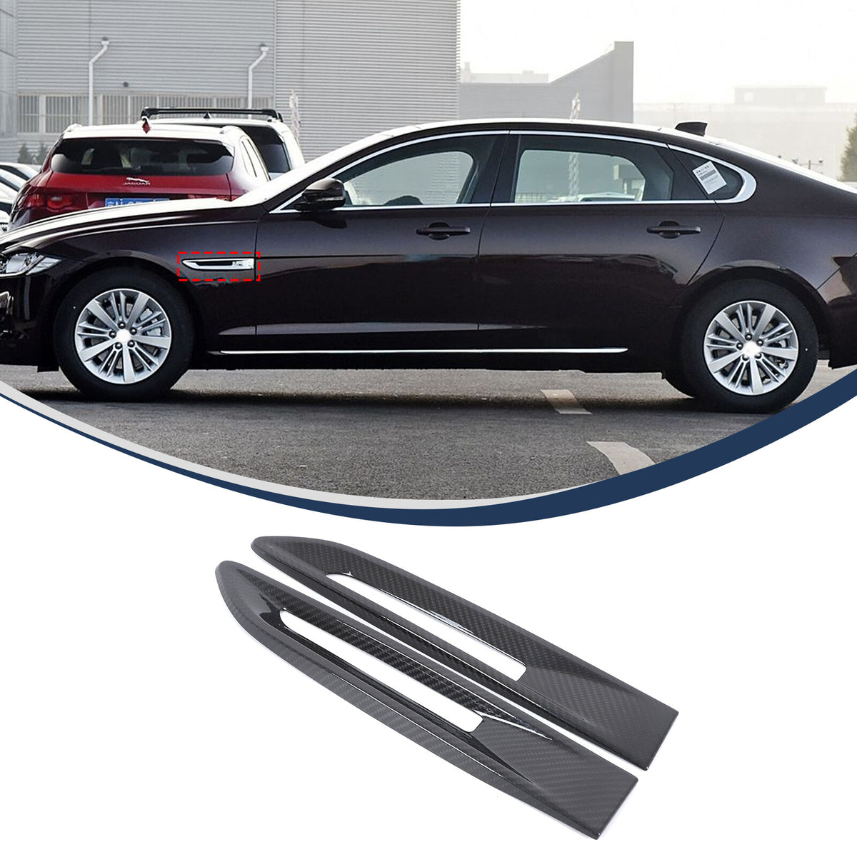 Real Carbon Fiber Side Air Vent Fender Trim For Jaguar F-pace XE XF X761 2016-20 2
