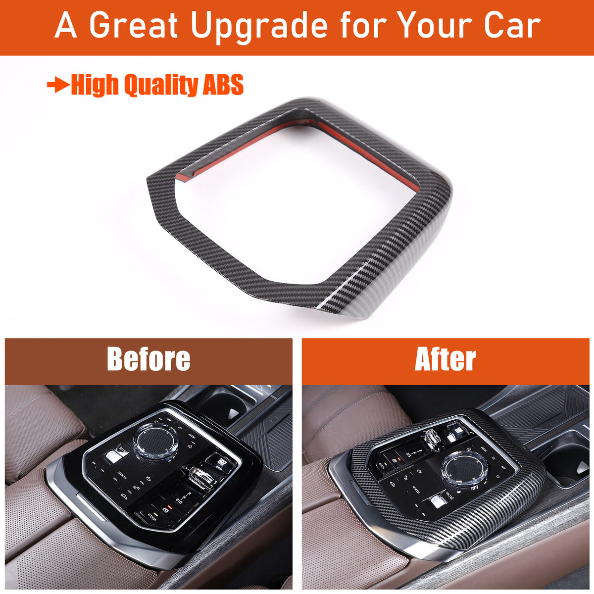 ABS Carbon Fiber Center Gear Shift Panel trim Cover for BMW 7 Serie G70 i7 2023 14
