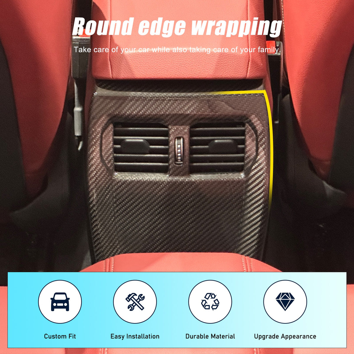 Real Carbon Fiber Rear Air Vent Trim For BMW 4 Series 430i G22 G26 2020-24 16