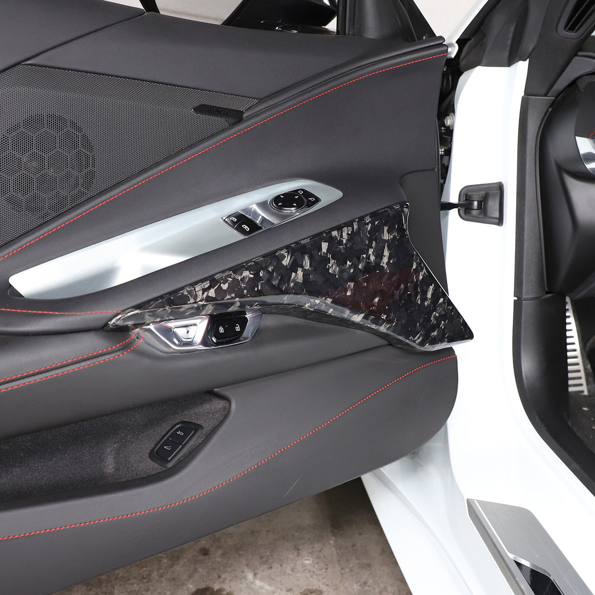 Forged Dry Carbon Fiber Interior Door Panel Cover Trim For Corvette C8 20-26 11
