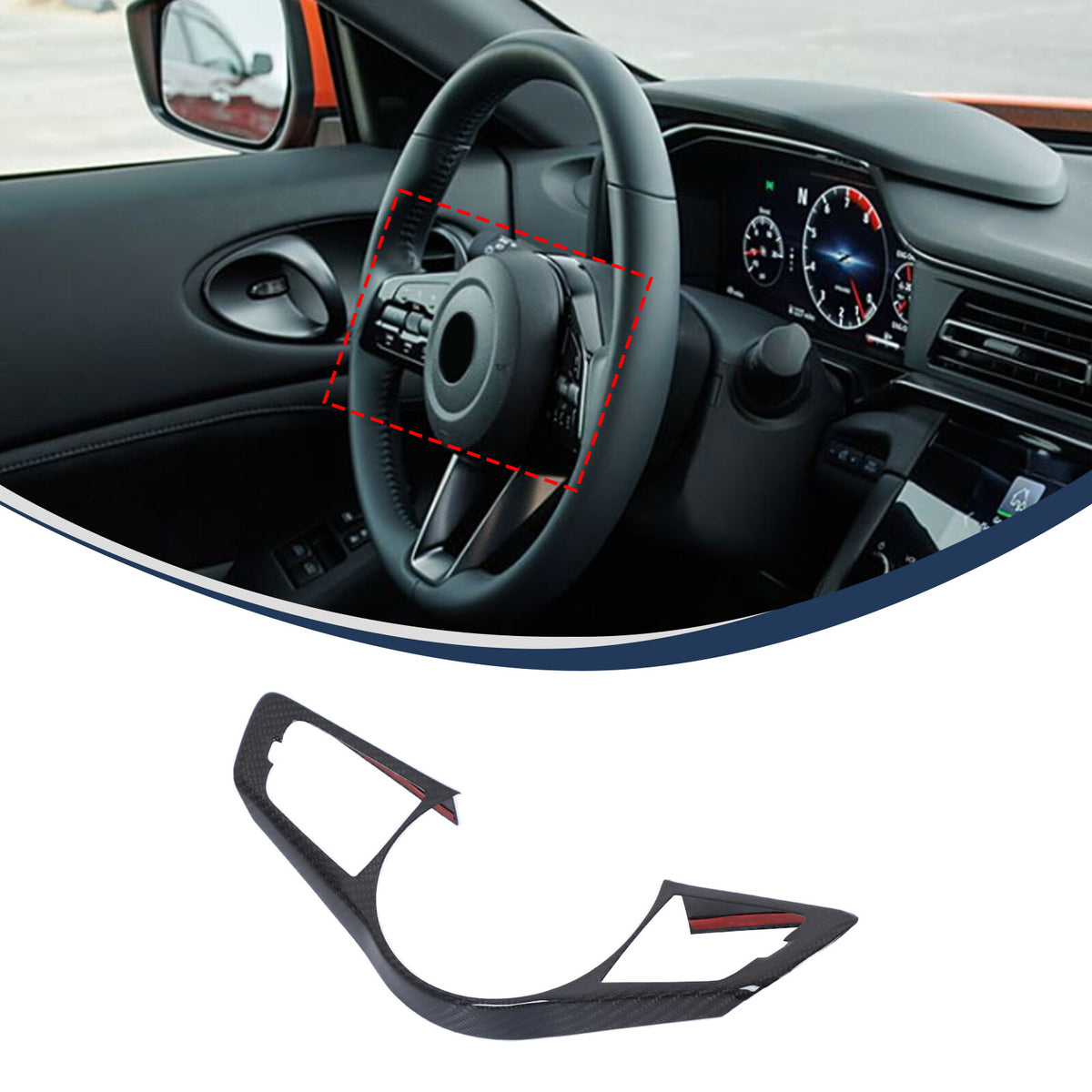 Real Carbon Fiber Steering Wheel Button Cover Trim For Nissan Z RZ34 400Z 2023+ 8