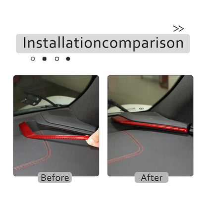 Red Real Carbon Fiber Center Side Instrument Trim For Corvette C8 20-25 US 6