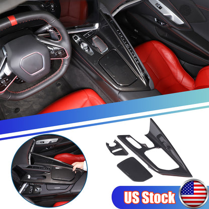 Interior Carbon Fiber For CORVETTE C8 Center Console Gear Shift Panel Cover US 1