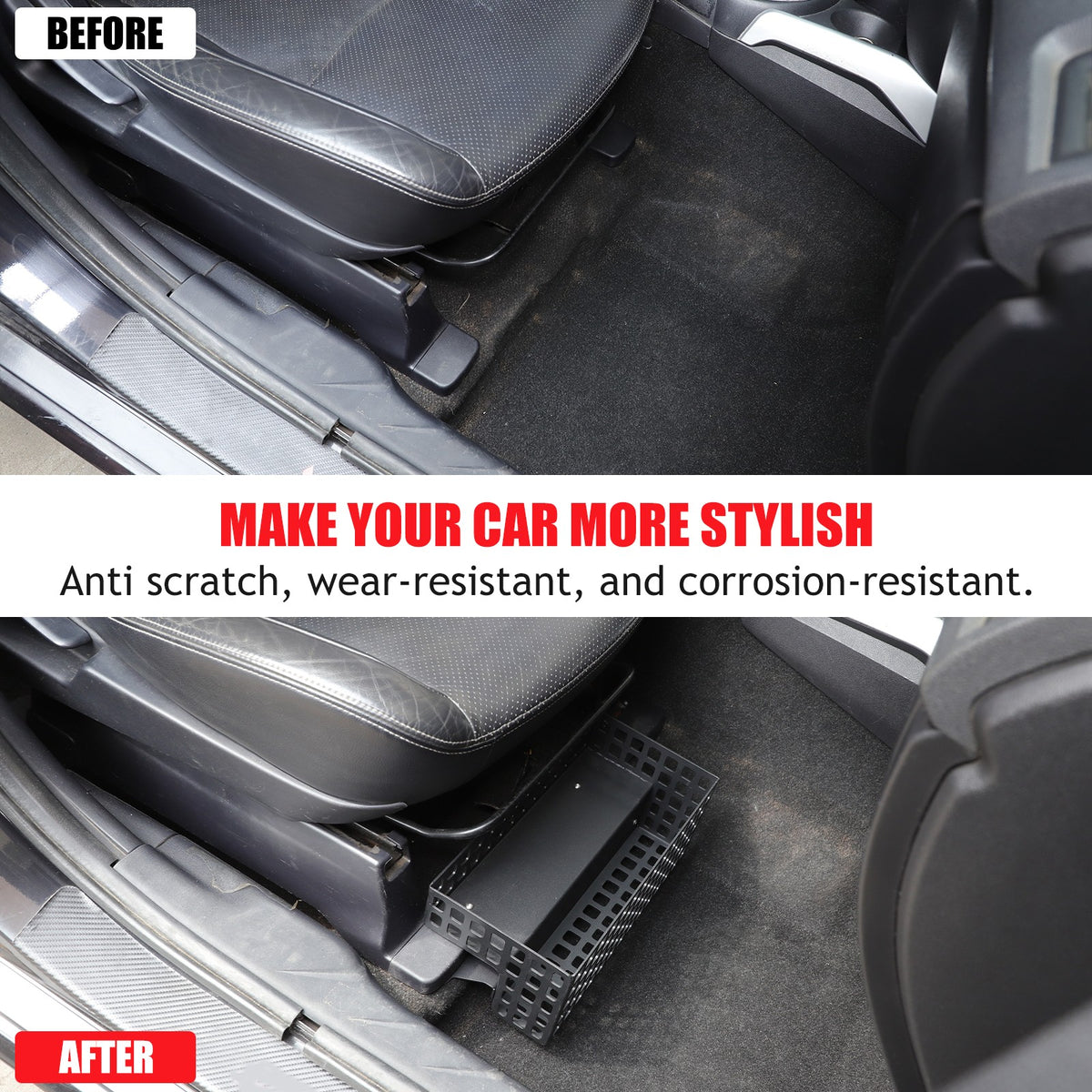 Aluminum Alloy Under Passenger Seat Storage Basket For Mitsubishi ASX 2011-2018 5