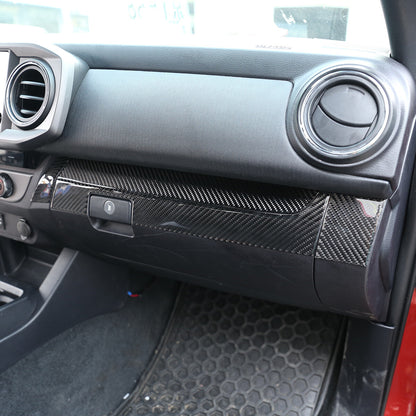 Real Carbon Fiber Co-pilot Central Control Panel Trim For Toyota Tacoma 15-20 3