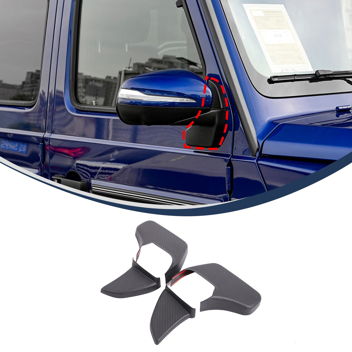 Matte Real Carbon Fiber Side Mirror Base Trim For Benz G-Class W464 2019-2024 2