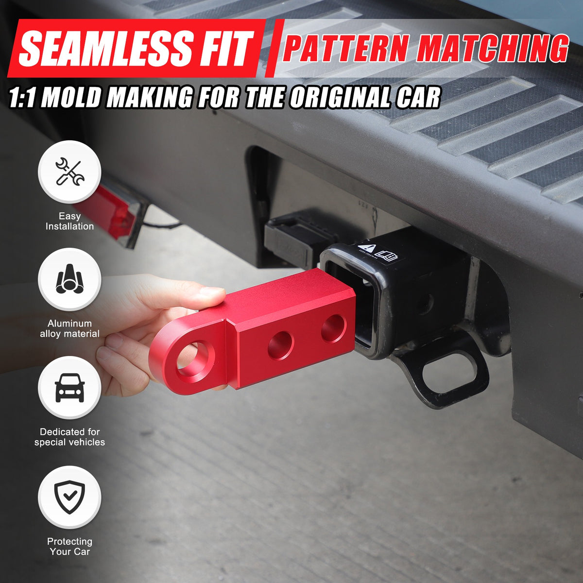 Red Alloy Trailer Mount Receiver Hitch Tow Hook For Ford Maverick 2022+ US 5