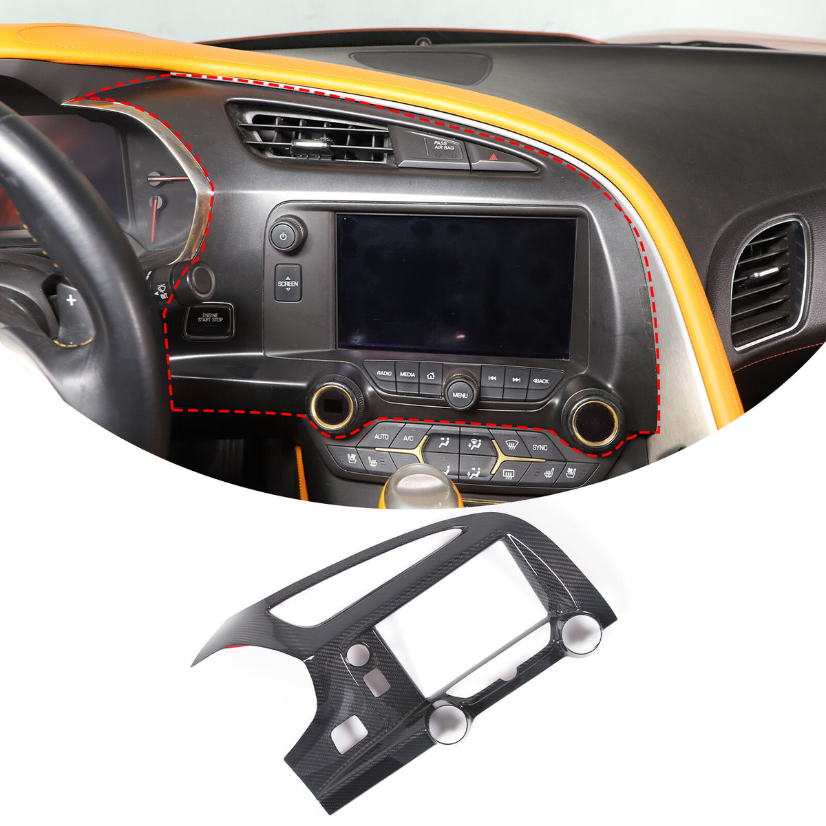 Real Carbon Fiber Center Dashboard AC Air Vent Cover Trim For Corvette C7 14-19 8