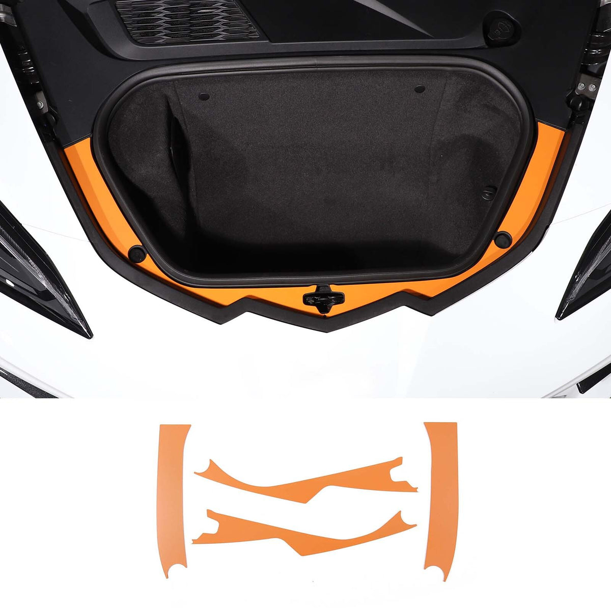 Yellow Front Trunk Bezel Gloss Stainless Plate Trim Strip For Corvette C8 20-26 3