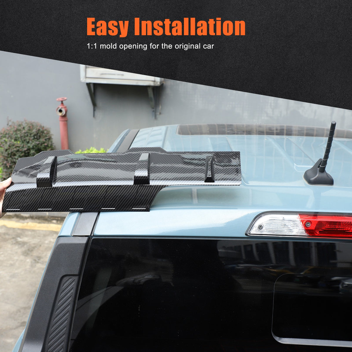 Carbon Fiber ABS Roof Rear Spoiler Trim Cover For Ford Maverick 2022+ 16