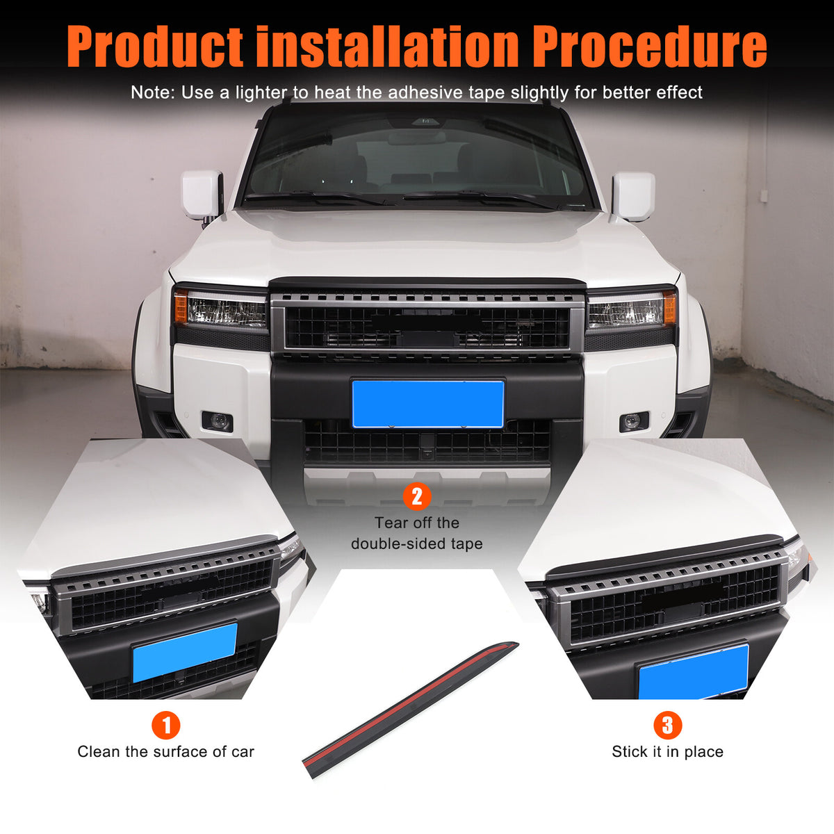 Matt Black Front Grille Upper Engine Hood Trim For Toyota Land Cruiser LC250 24+ 16