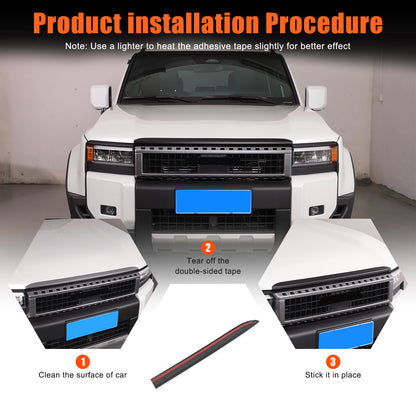 Matt Black Front Grille Upper Engine Hood Trim For Toyota Land Cruiser LC250 24+ 16