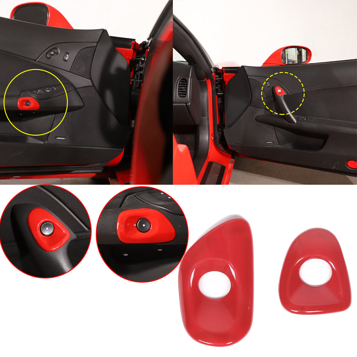 Red ABS Dashboard Interior Air Outlet Trim Set Kit For Corvette C6 2005-13 US 3