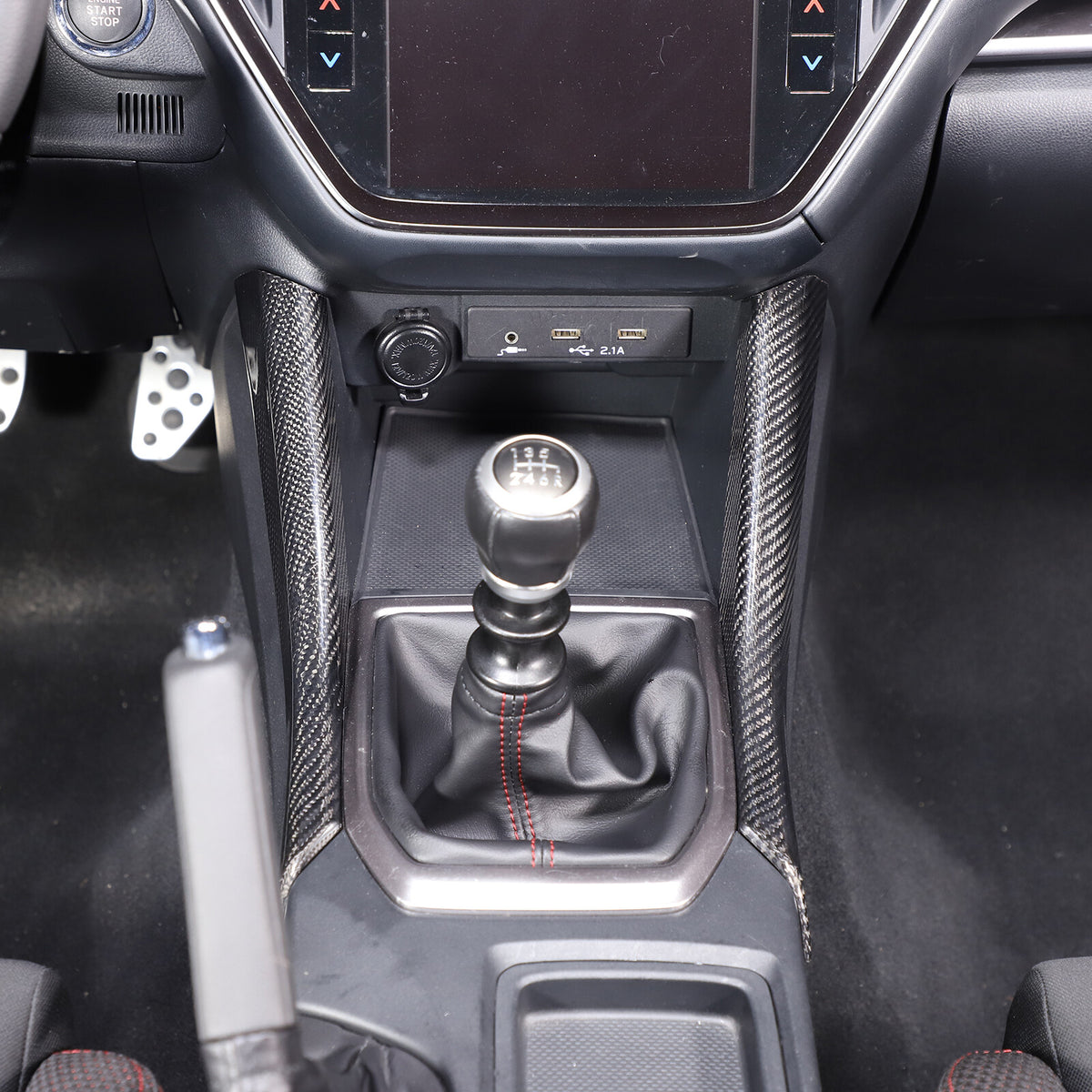 Real Carbon Fiber Side Gear Shift Box Cover Trim For Subaru WRX STI VB 2022-2024 8
