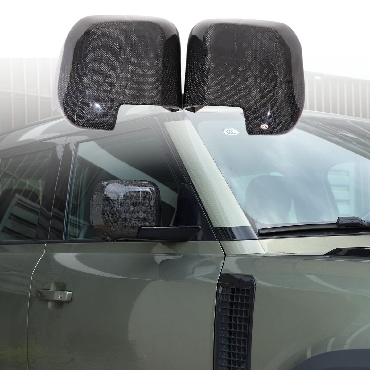 Honeycomb Carbon fiber Side Rear Mirror Cover Caps Trim For LR Defender 2020-24 3