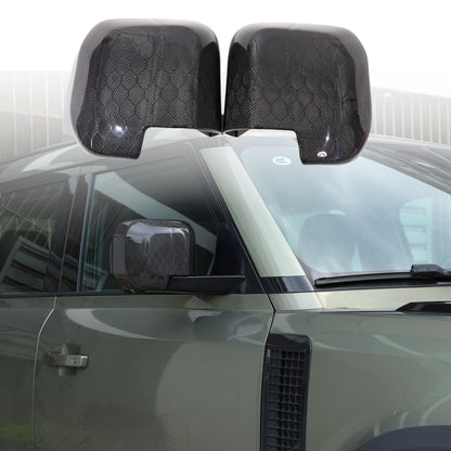 Honeycomb Carbon fiber Side Rear Mirror Cover Caps Trim For LR Defender 2020-24 3