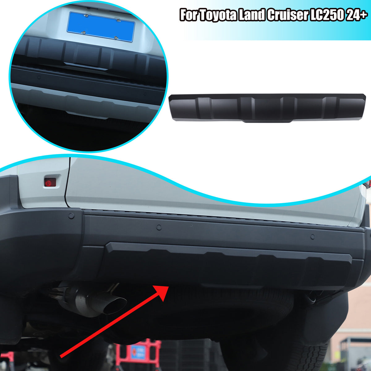 Matte Black Rear Bumper Spoiler Guard For Toyota Land Cruiser LC250 Prado 24+ 1