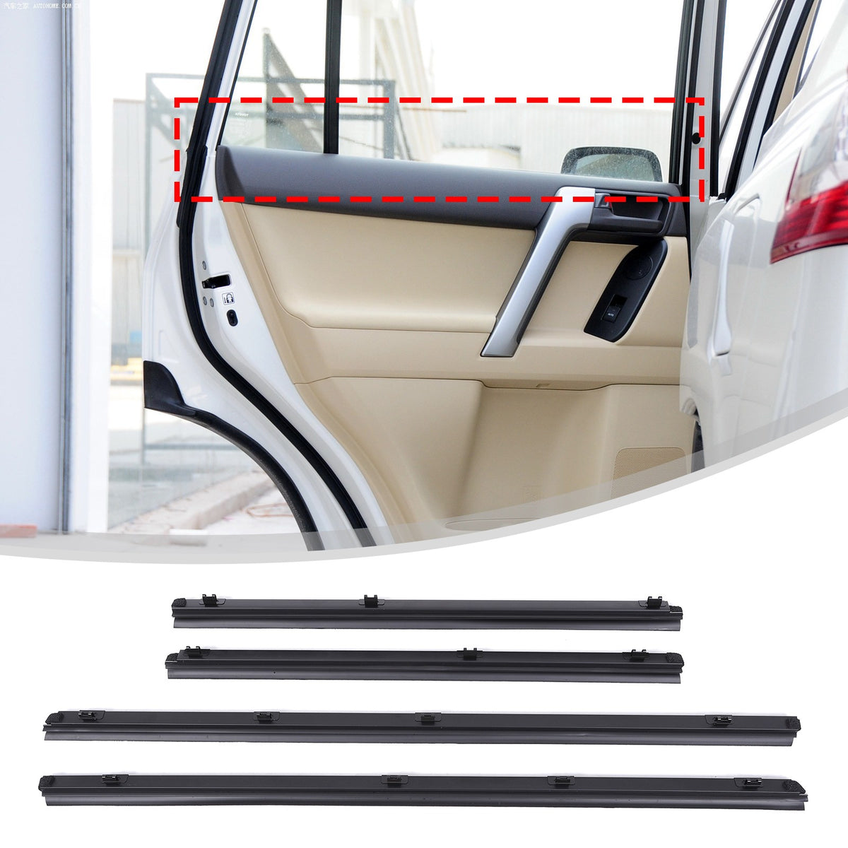 Replacement Rubber Window Inner Seal Strip For Toyota Prado LC150 2010-2020 7