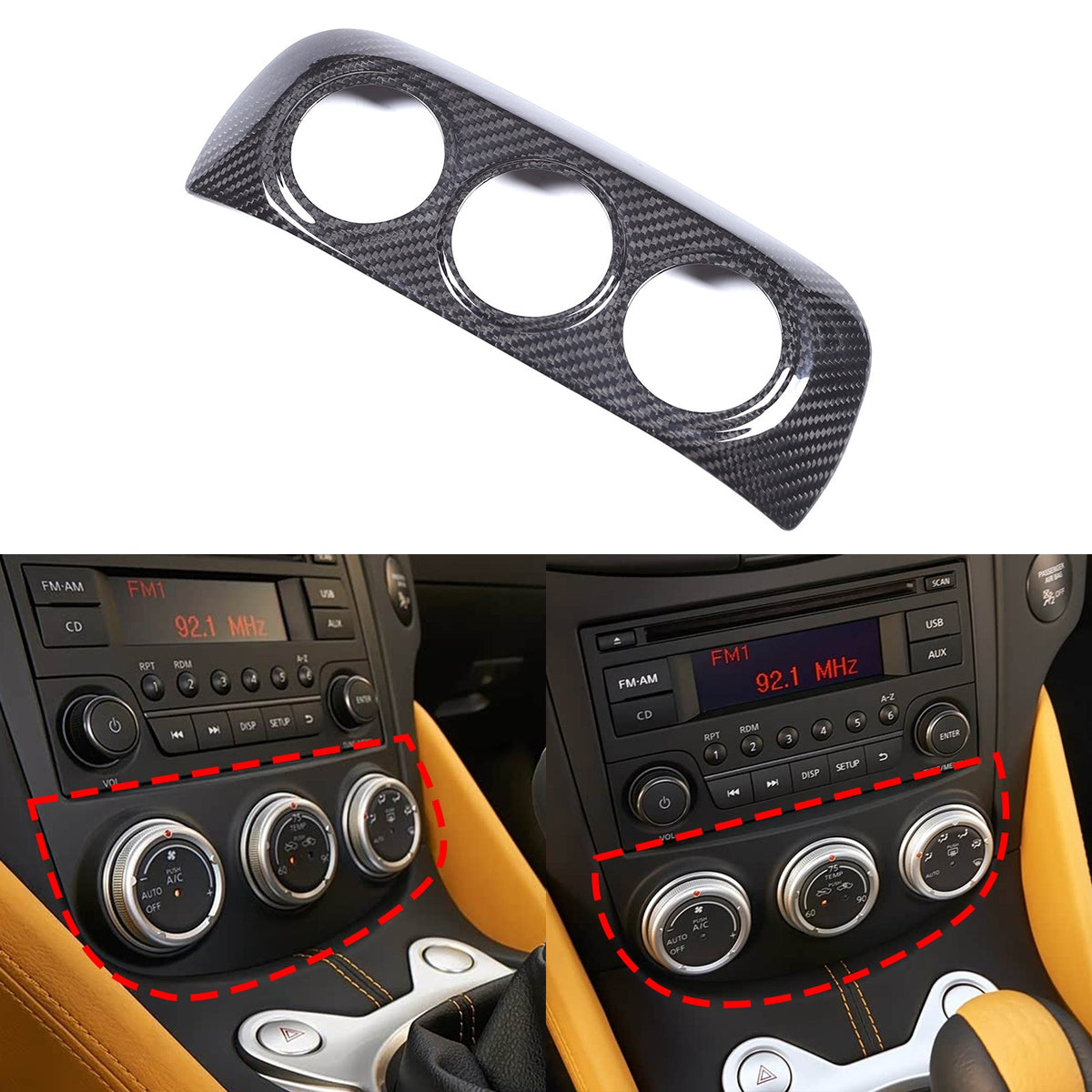 Real Dry Carbon Fiber Center Console AC Switch Trim Cover For Nissan 400Z Z34 13