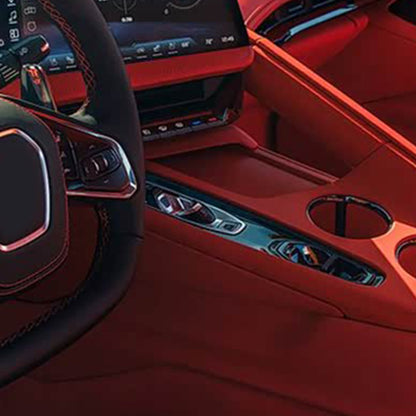 Glossy Piano Black Center Console Gear Panel Trim Set For Corvette C8 26+ US 17