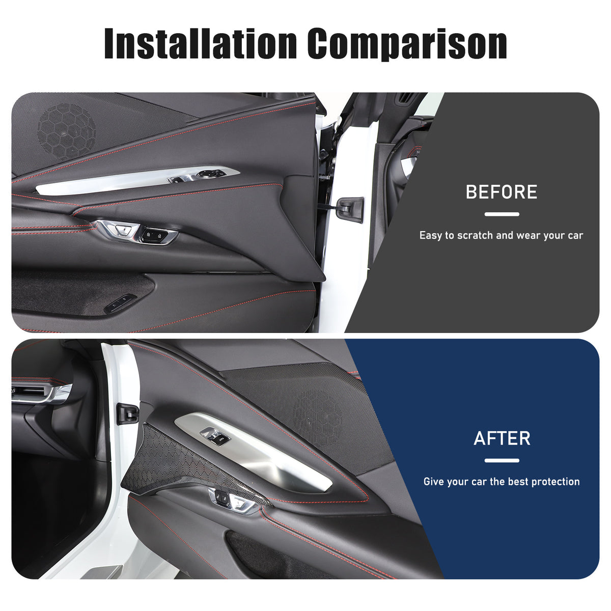 Real Honeycomb Carbon Fiber Interior Door Panel Cover Trim For Corvette C8 20-26 4