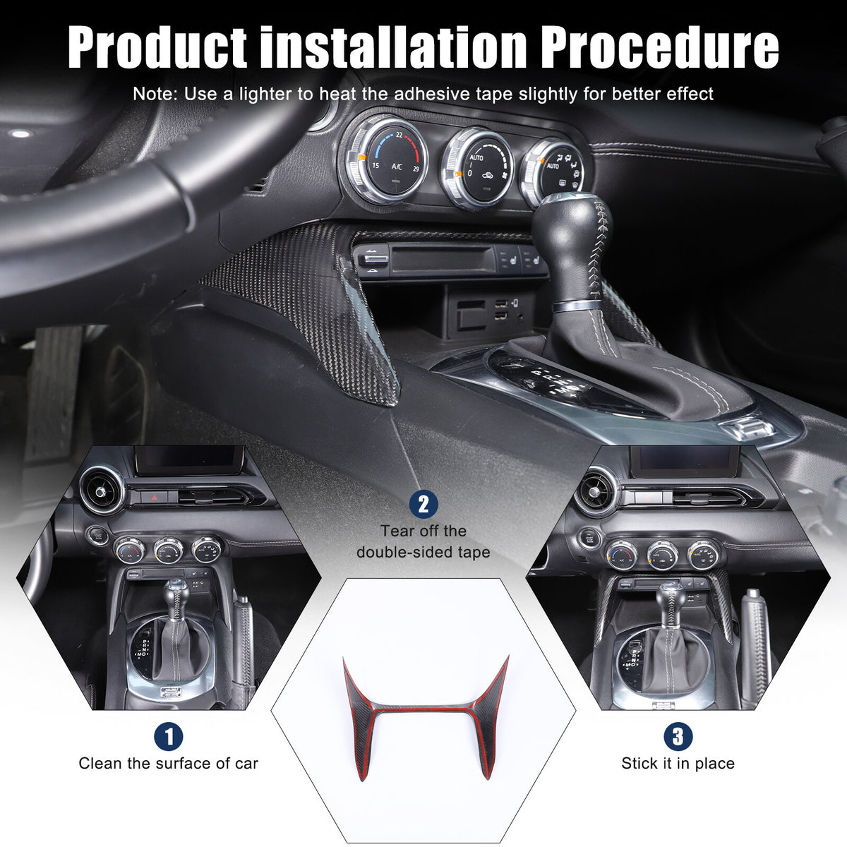 Real Carbon Fiber Front Center Console Trim Cover For Mazda MX-5 Miata 2016-2025 20
