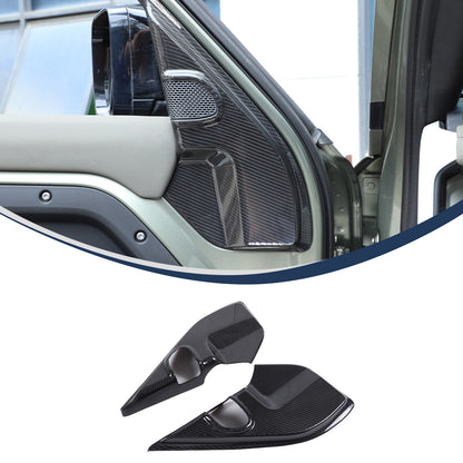 Real Carbon Fiber A pillar Door Speaker Trim Cover For Land Rover Defender 20-24 2