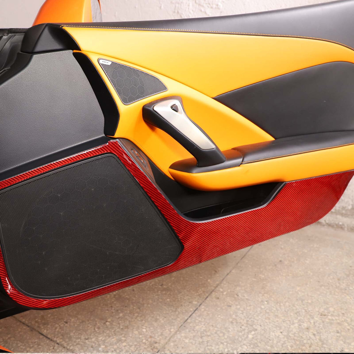 Red Carbon Fiber Door Panel Anti-kick Cover Trim For Corvette C7 2014-2019 6