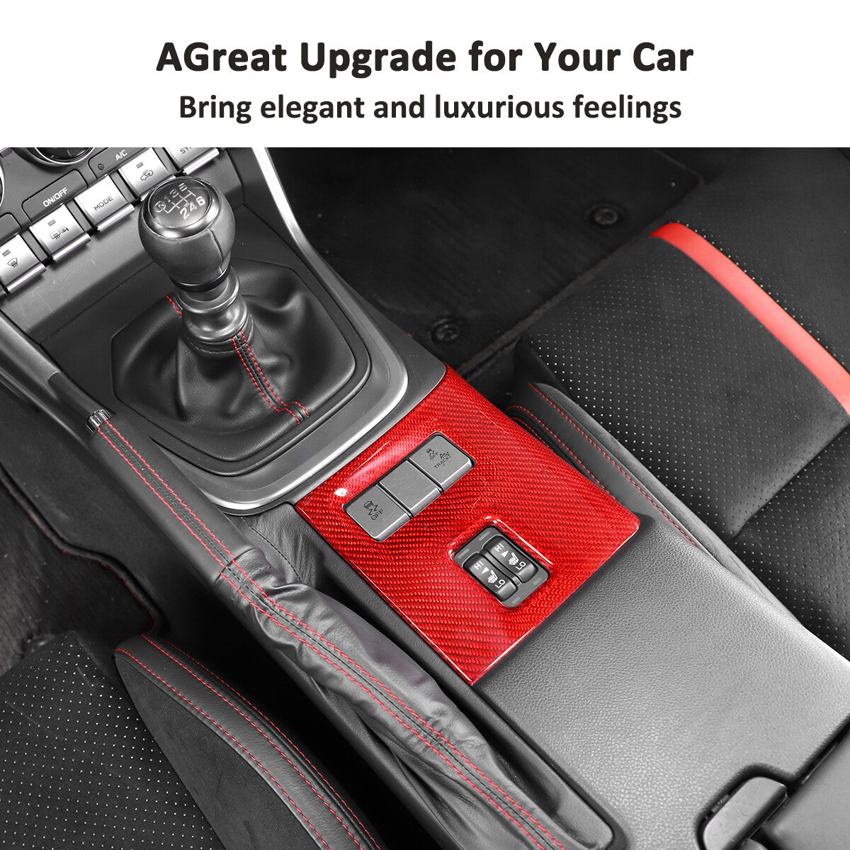 Red Real Carbon Fiber Interior Center Console Trim Set Kit For Subaru BRZ 22+ 204