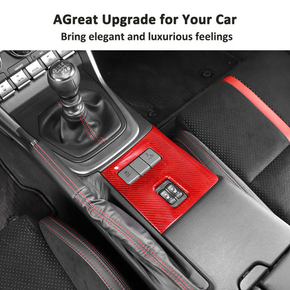 Red Real Carbon Fiber Interior Center Console Trim Set Kit For Subaru BRZ 22+ 204