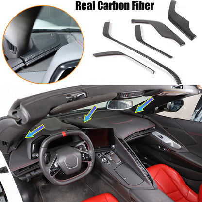 Real Carbon Fiber Interior Center Console Dashboard Trim Strip For Corvette C8 1