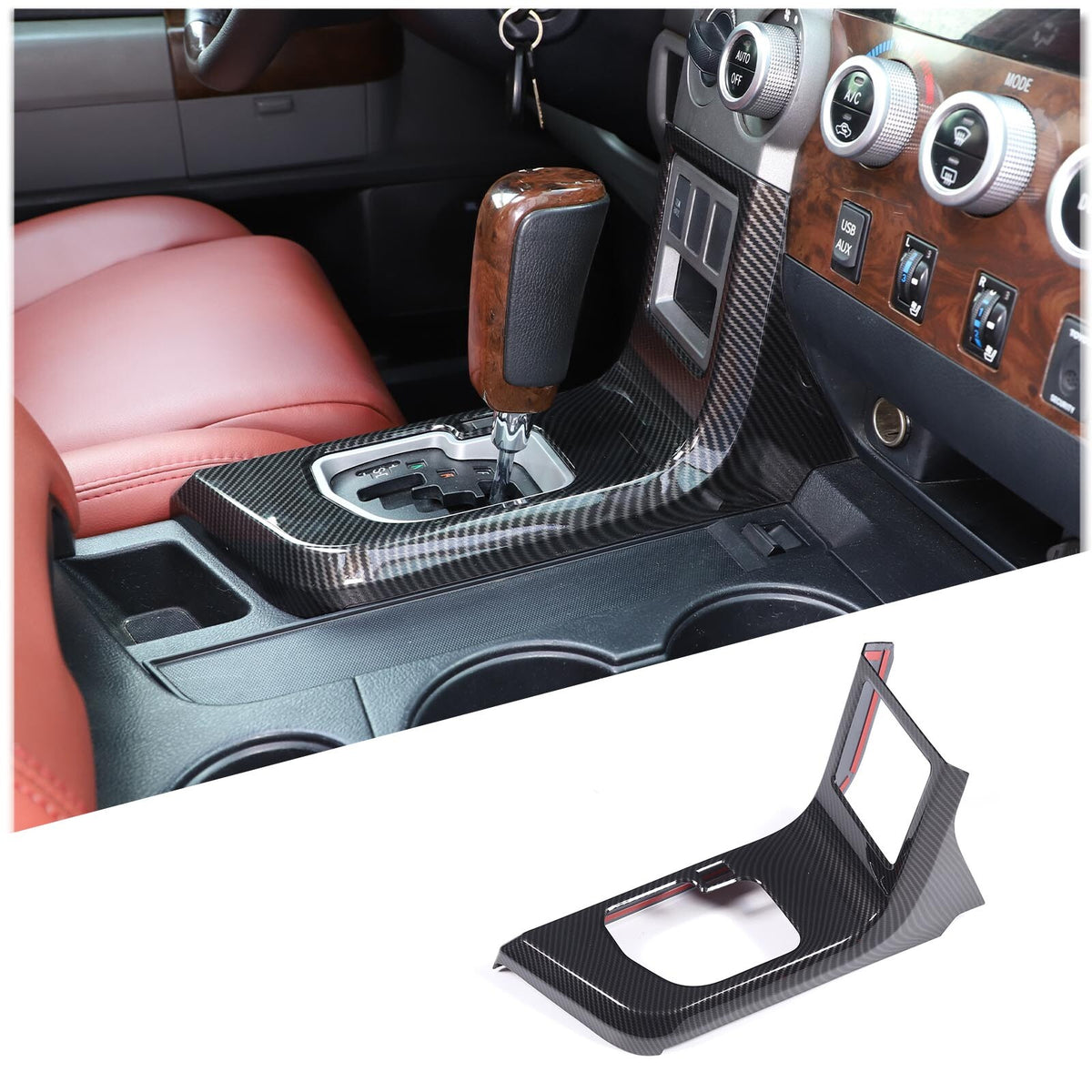 Carbon Fiber ABS Center Console Cover Trim Frame For Toyota Tundra 2007-2013 US 4