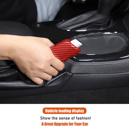 Red Carbon Fiber ABS Parking Brake Lever Sleeve Trim For Corvette C6 2005-2013 8