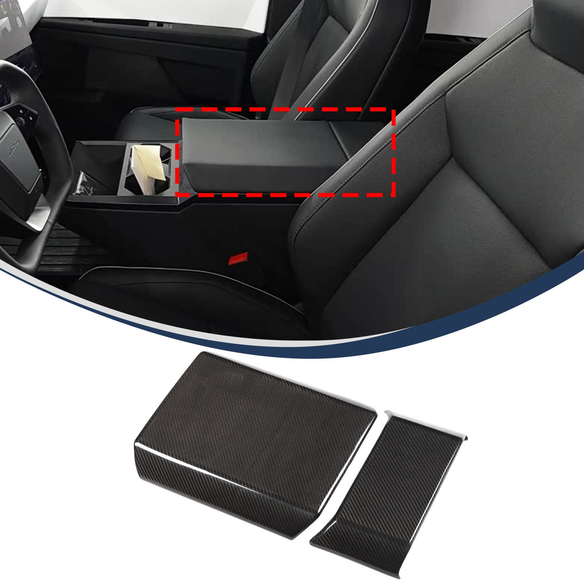Real Dry Carbon Fiber Center Console Interior Trim For Tesla Cybertruck 2024+ 59