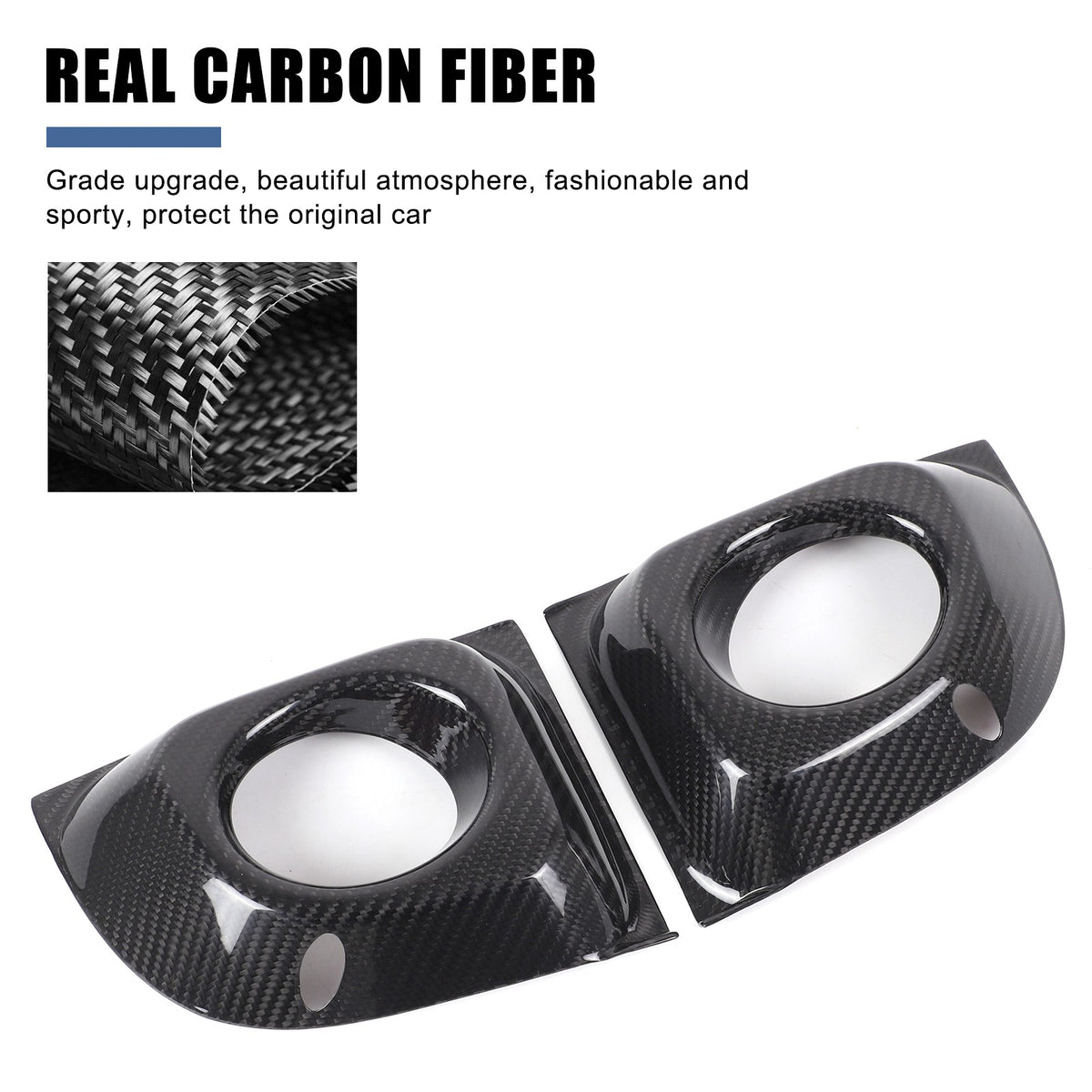 Real Carbon Fiber Front Fog Light Frame Trim For Fiat 500 312 2011-2015 17