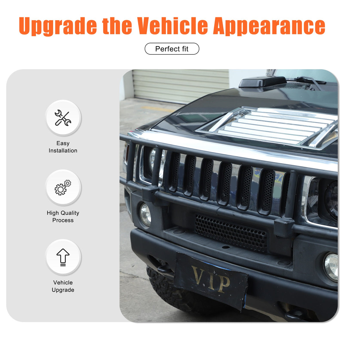 Black ABS Front Grille Anti-Insect Bug Screen Trim For Hummer H2 2003-2007 5