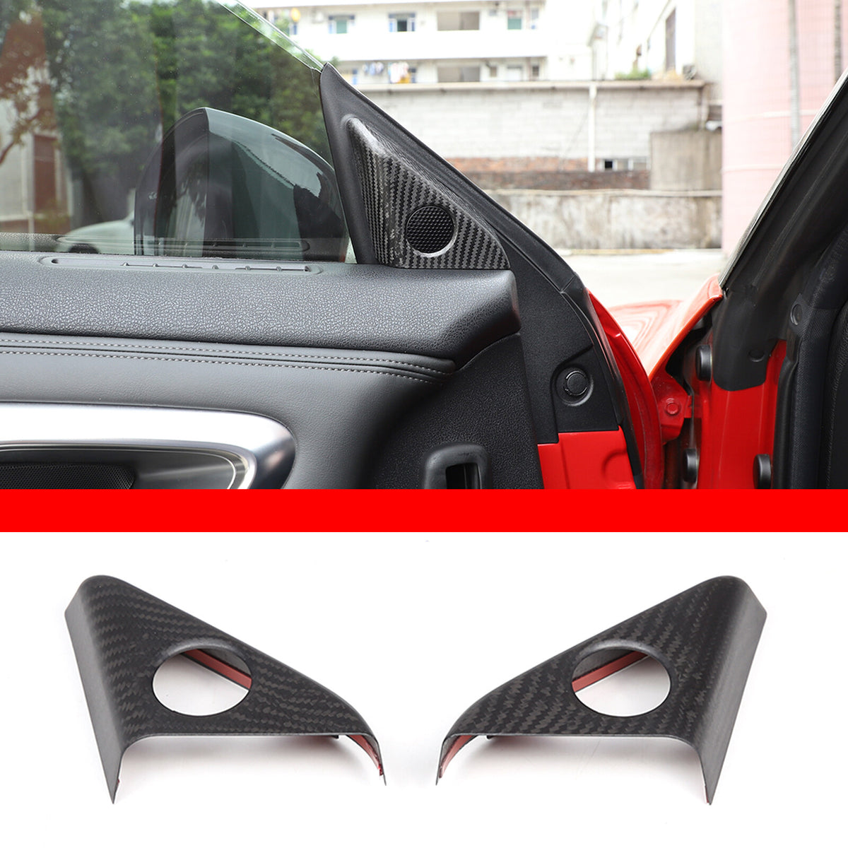 Matte Real Carbon Fiber Door Speaker Frame Trim Cover For Nissan GTR R35 2008-16 3