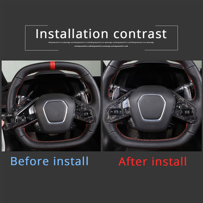 Real Carbon Fiber Steering Wheel Button Trim Cover For Corvette C8 2020-2026 - Variants 1-5 56