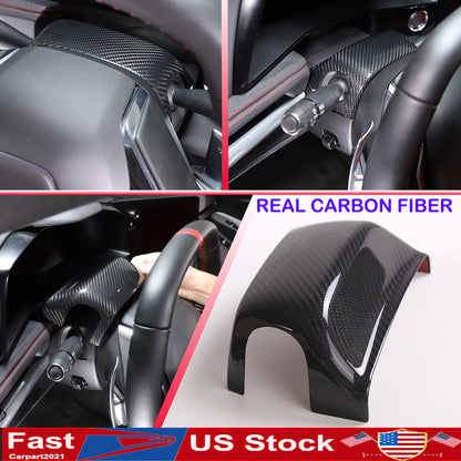 Dry Real Carbon fiber Steering Wheel Base Trim Cover For Corvette C8 Z06 20+ US 1