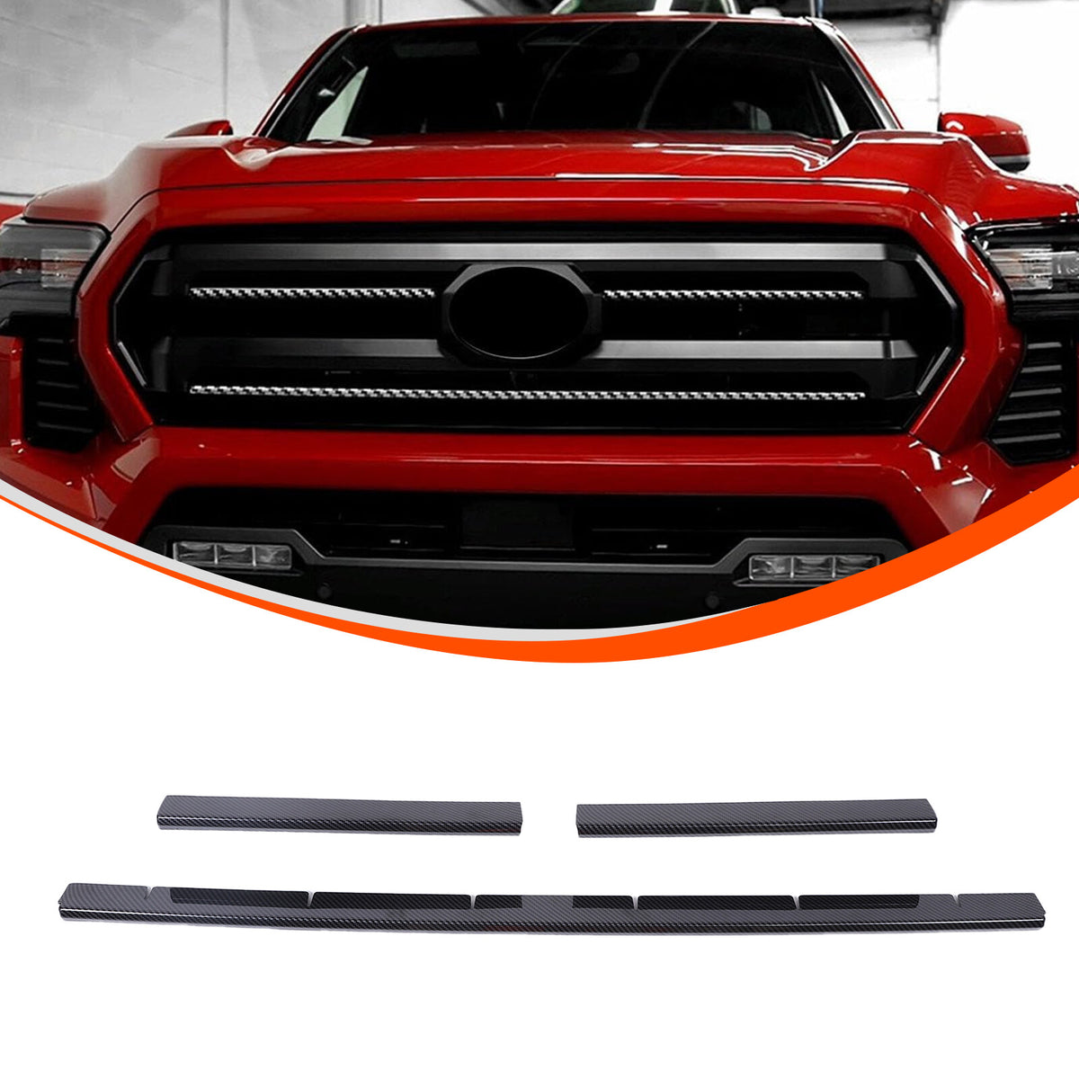 Carbon Fiber ABS Front Grille Grill Cover Molding Trim For Toyota Tacoma 2024 US 9