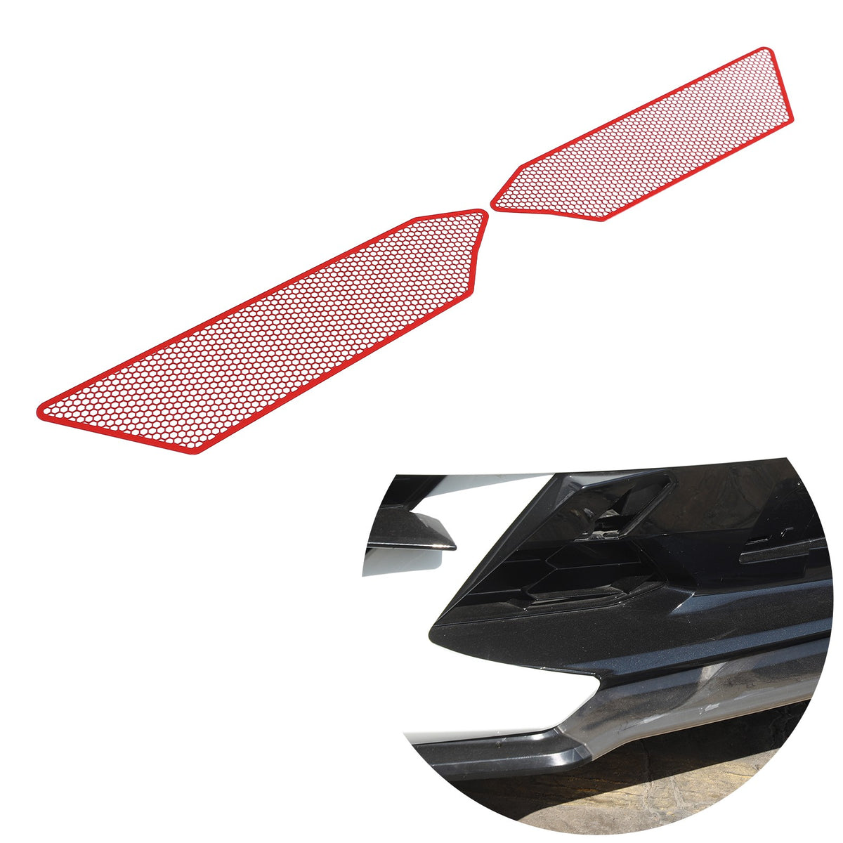 Red Stainless Steel Front Grille Insect Screen Trim For Corvette C8 2020+ 12