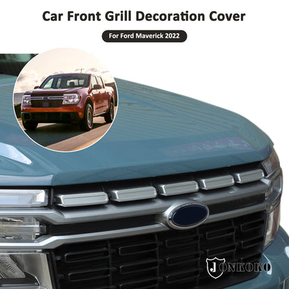 ABS Silver Front Hood Grill Cover Bonnet Trim fits For Ford Maverick 2022-24 US 8