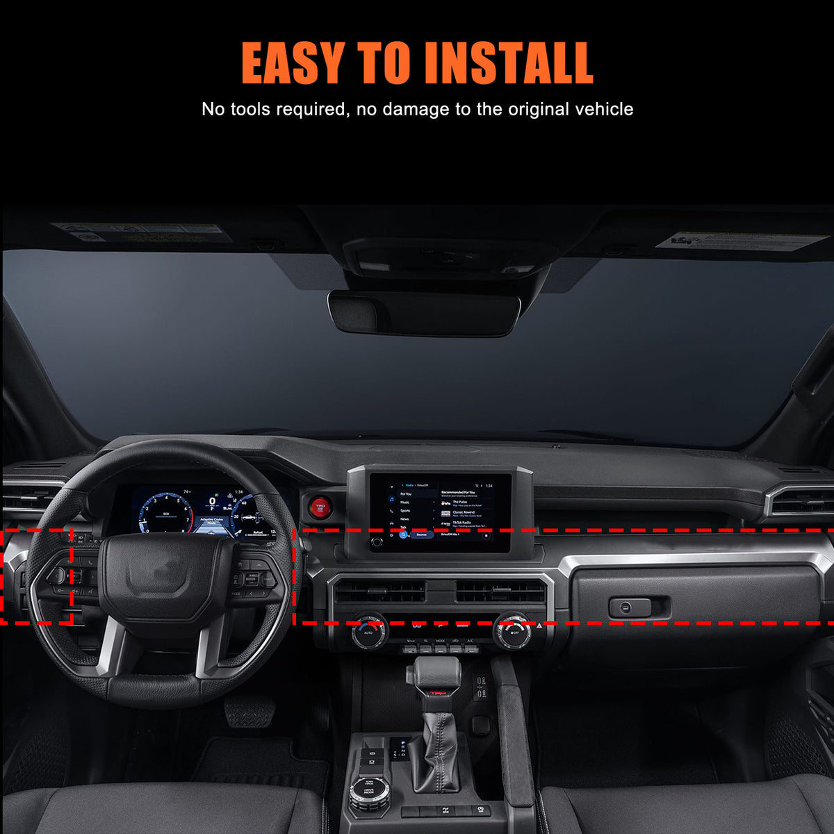 Blue ABS Console Center Dashboard Cover Trim For Toyota Tacoma SR SR5 2024-2025 19