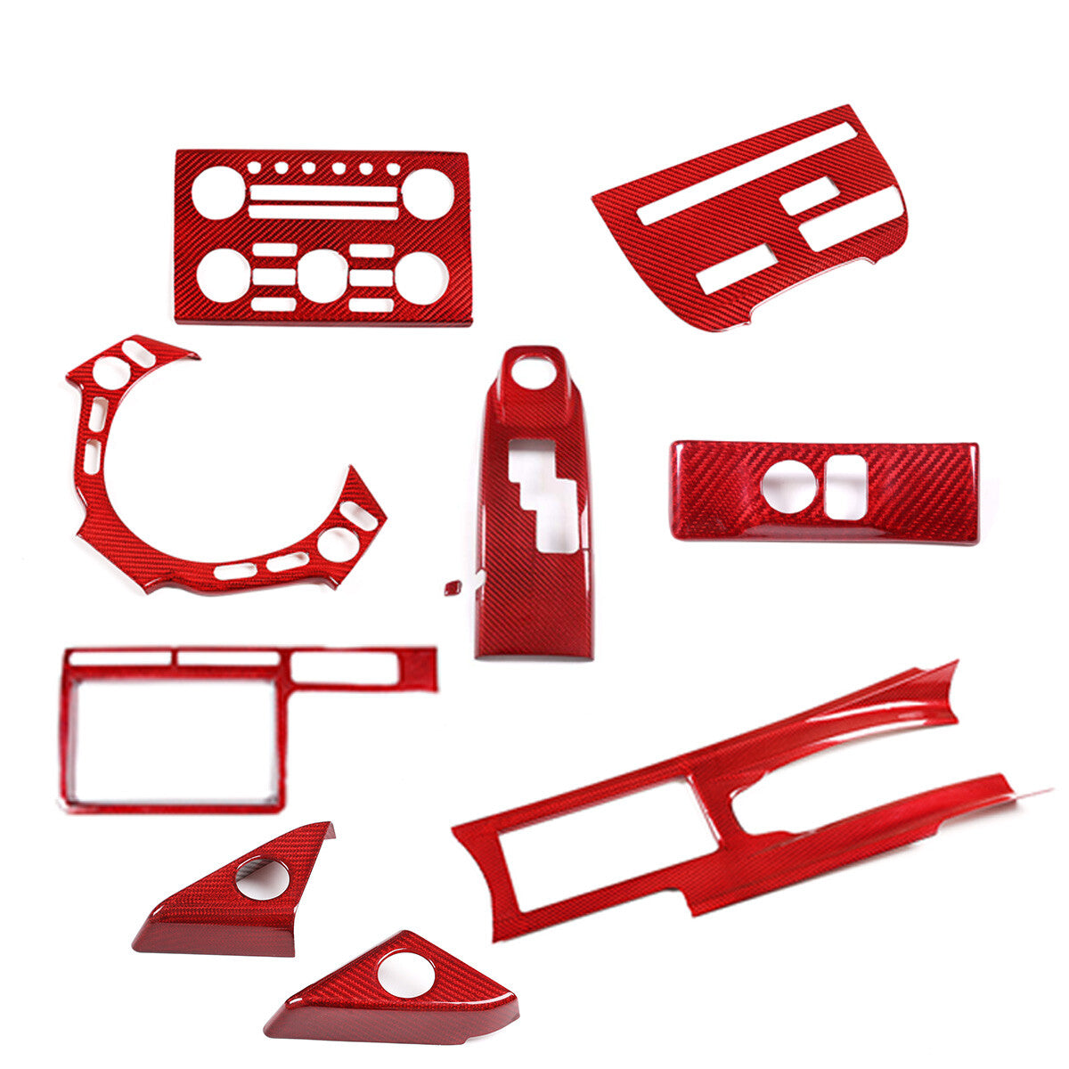 Red Real Carbon Fiber Interior Center Trim Cover Kit For Nissan GTR R35 2008-16 2