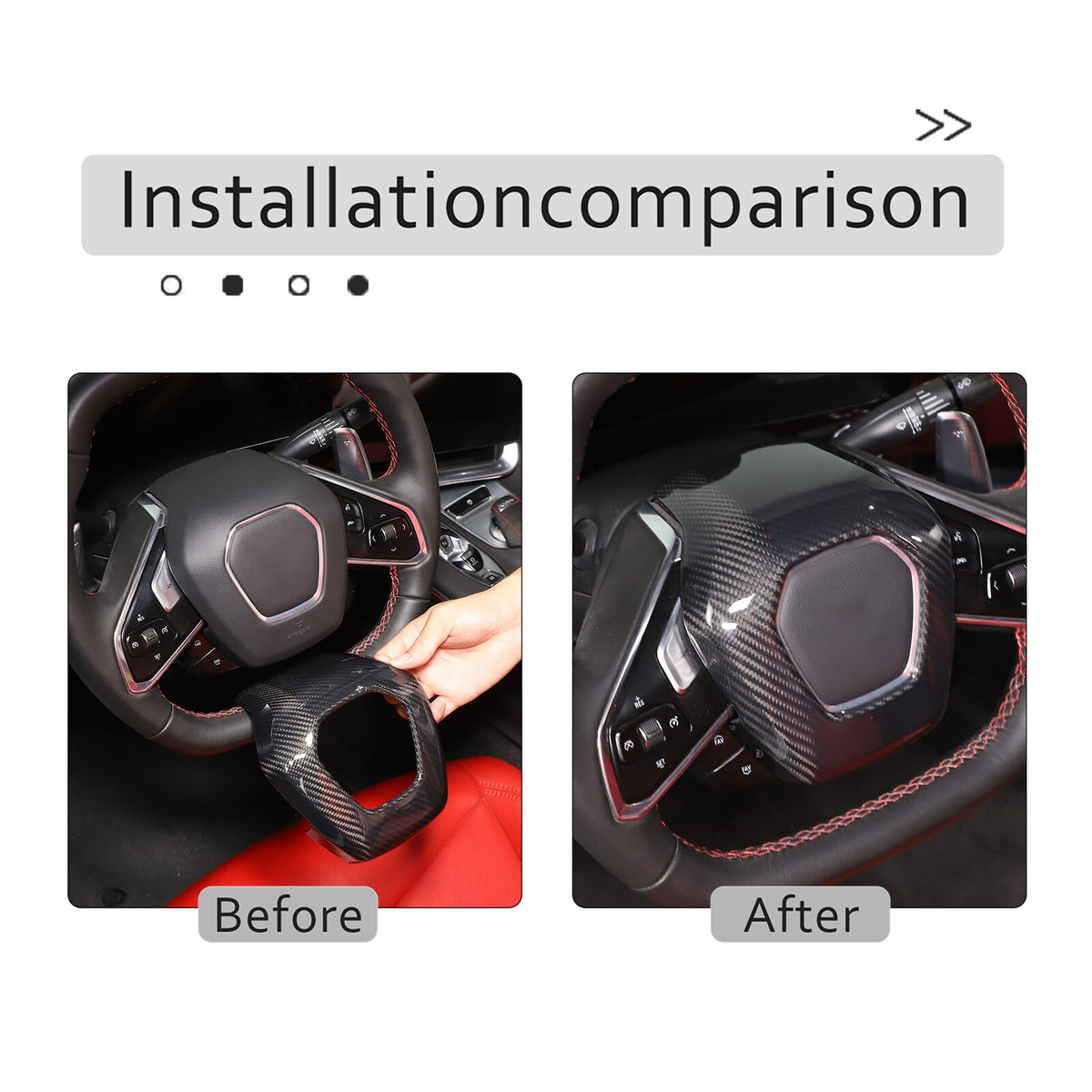 For C8 Corvette Carbon Fiber Steering Wheel Center Surround Cover 2020 - 2026 13