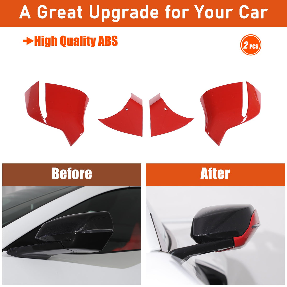 Sport Red ABS Exterior Side Mirror Bottom Cover Trim For Corvette C8 2020+ US 20