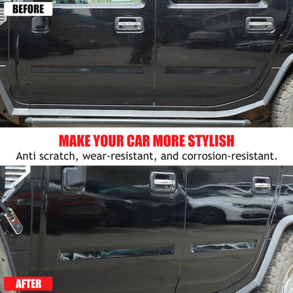 Black Titanium Stainless Steel Body Molding Trim Strips For Hummer H2 2003‑2009 4